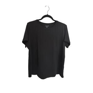 Eileen Fisher Tee Shirt Womens XL Black Organic Cotton Jersey Crew Neck Top